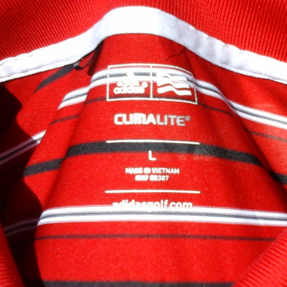 Adidas ClimaLite Red Stripe Men's Polo Shirt Large - Picture 4 of 5